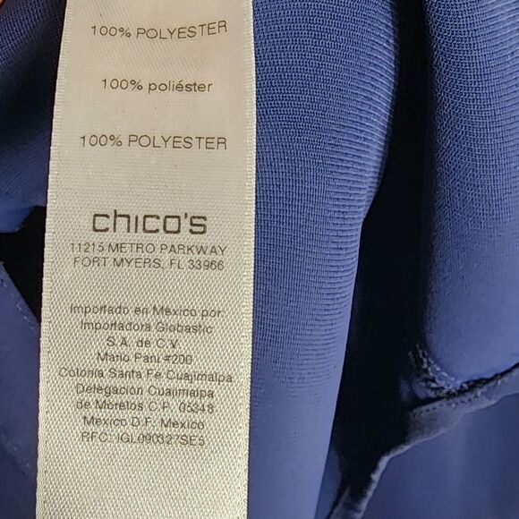 Chicos Blue Ruffle Front Silky Blouse - Picture 8 of 10